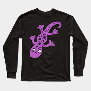 Cute Pink Gecko Lizard Drawing with Spots Long Sleeve T-Shirt